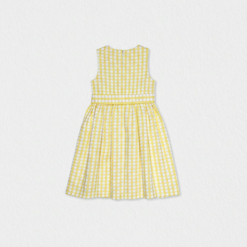 Etoile Girl Dress Sleeveless, Yellow Check