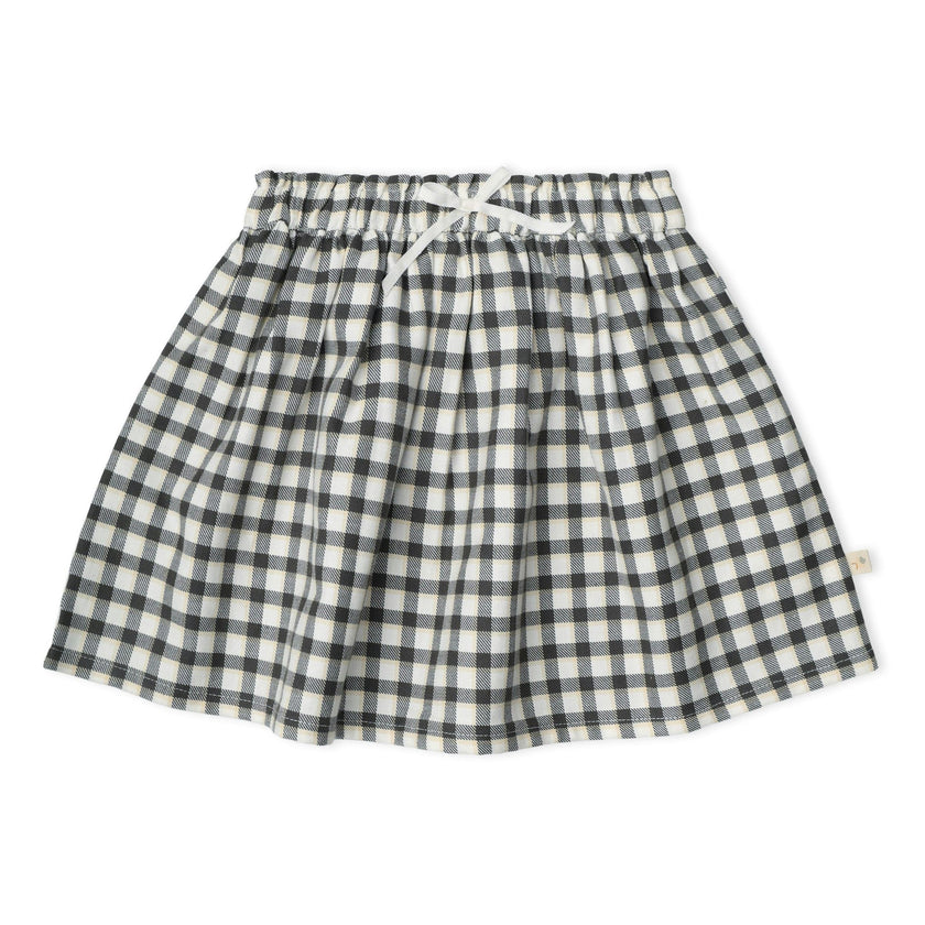 Organic Twill Skirt - Charcoal Plaid