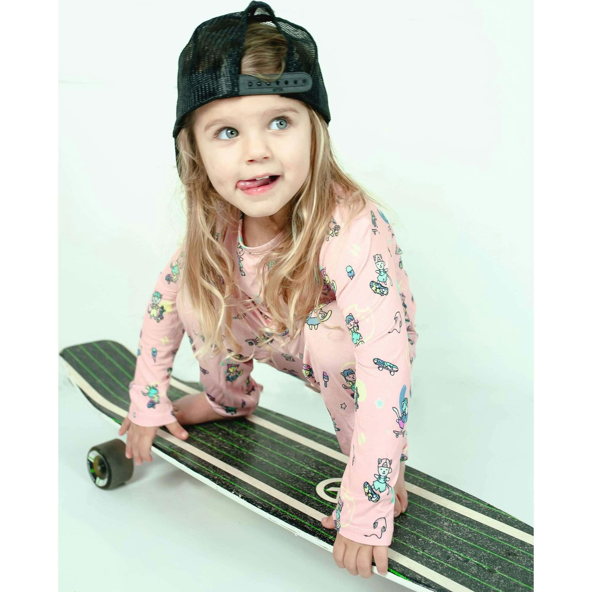Skater Kitty Kids Bamboo Pajamas