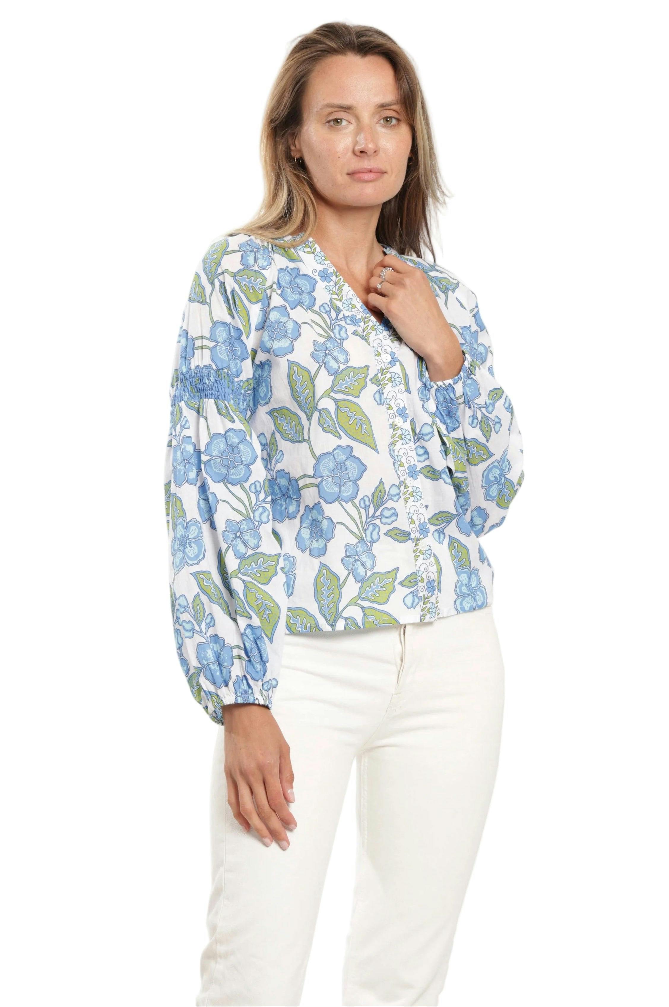 Carlie Blouse in Fleur Bleu