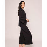 The Olivia Wide Leg Pima Pajama Set in Navy
