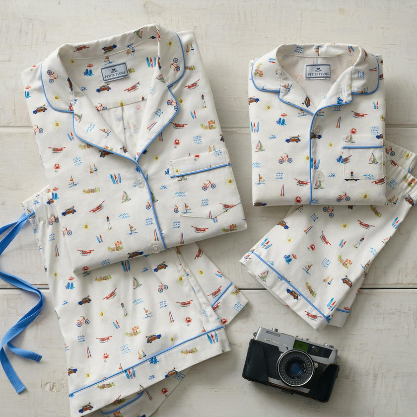 Kid's Twill Pajama Short Set in Summer Nostalgia