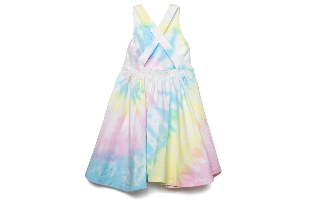 Cross Back Twirly Dress in Pastel Tie Dye