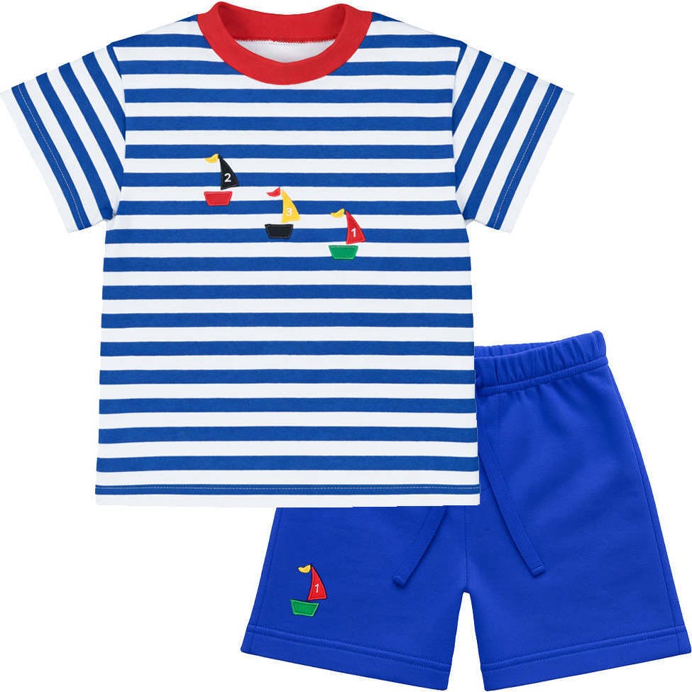 Knit Short Set With Sailboats