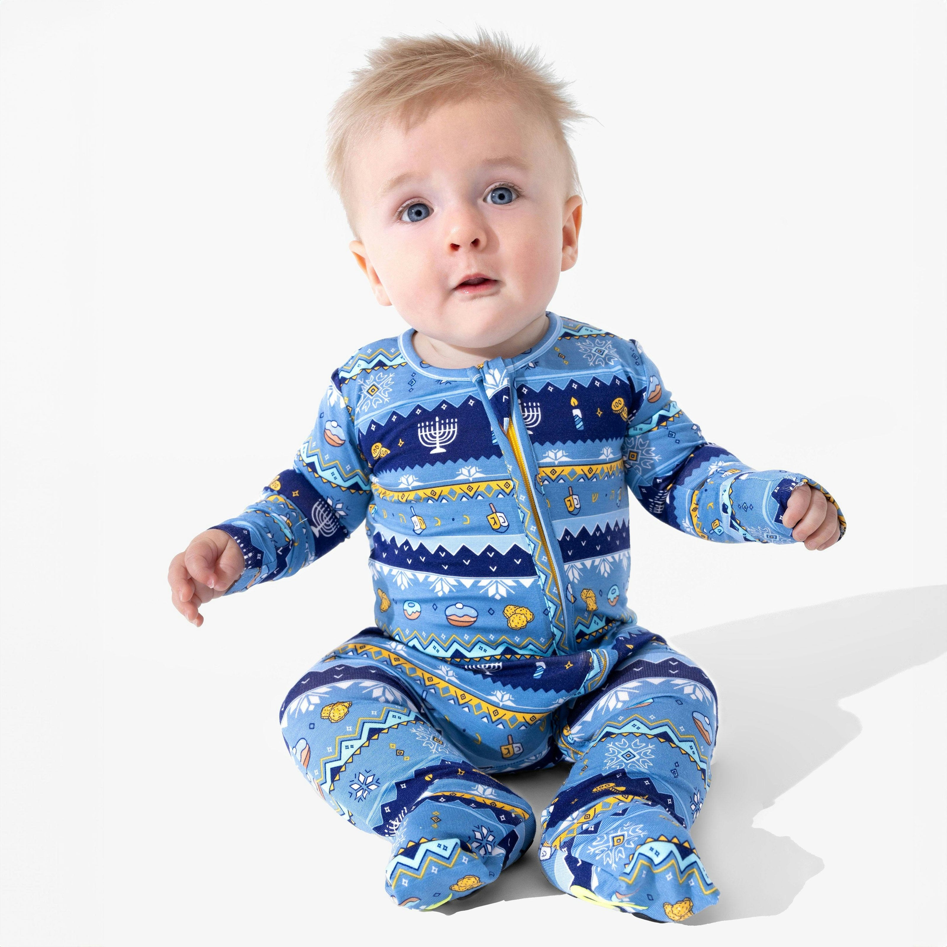 Hanukkah Fair Isle Bamboo Convertible Footie