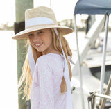 Mommy & Me Sun Hat Set - Hollyhock & Petunia - Long Olive Green Grosgrain Ribbon