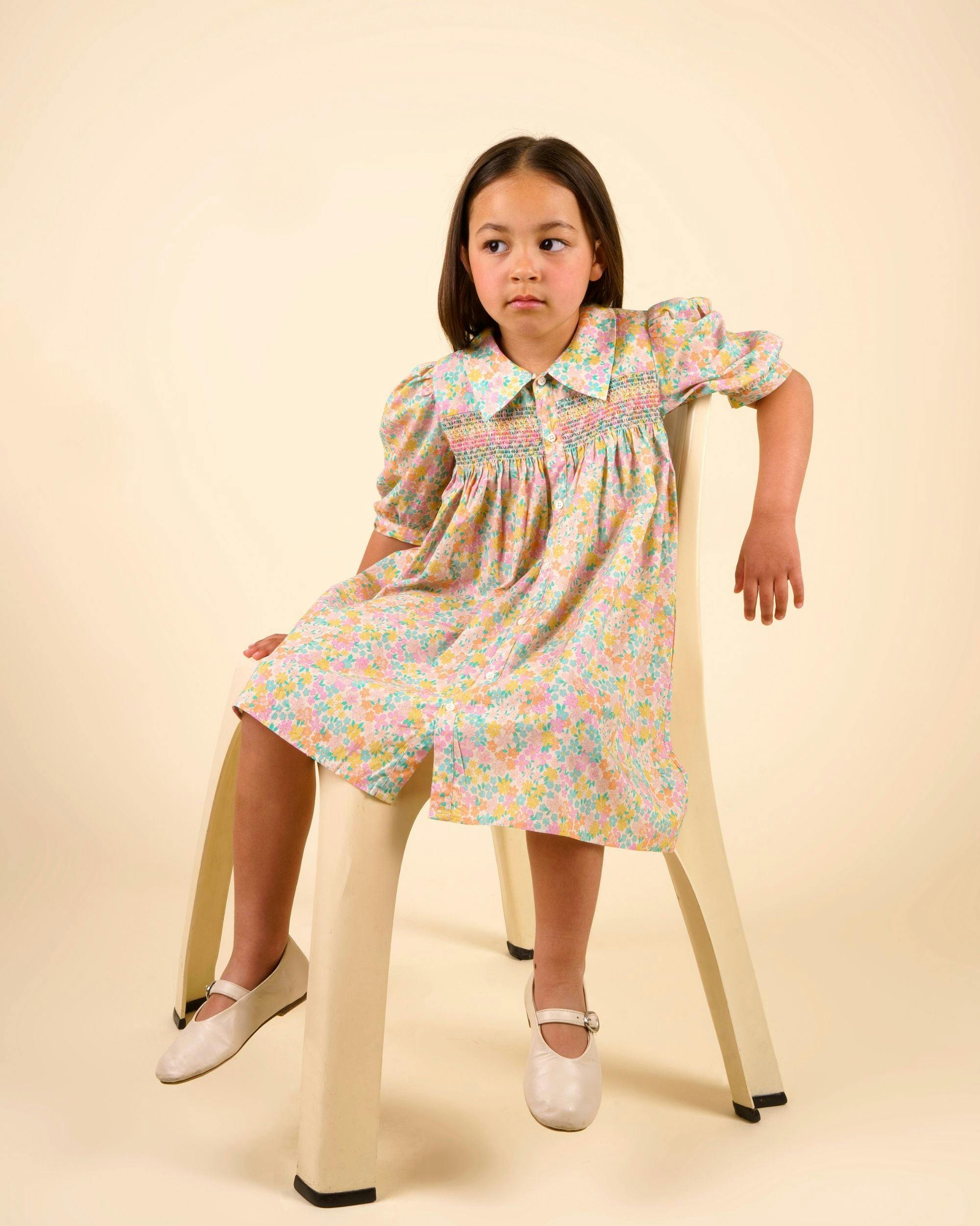 Jane Dress - Emma Floral Mint print
