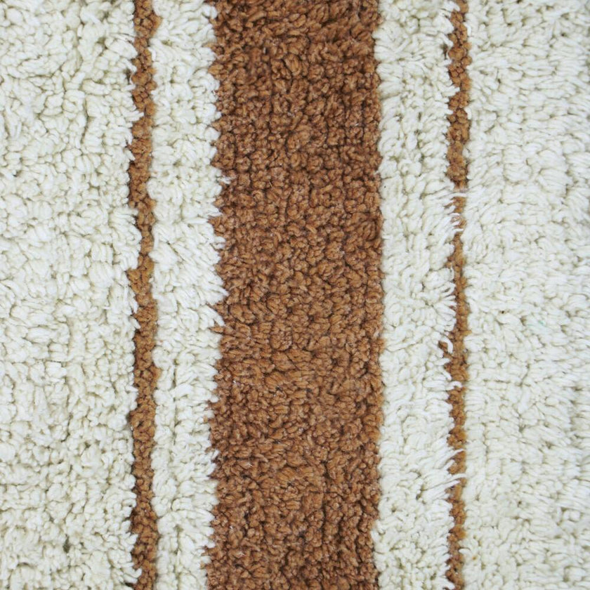 Gastro Classic Striped Tea Cloth-Inspired Washable Rug, Brown
