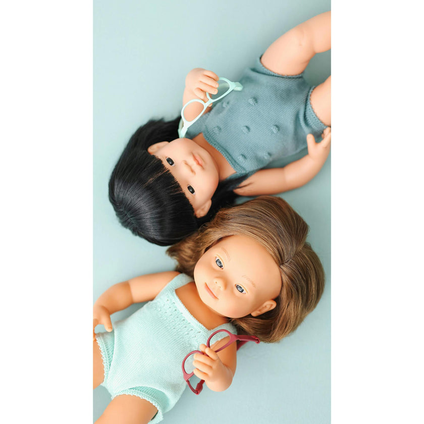 Colourful Edition Collection - Baby Doll Asian Girl with Glasses 15” (lead color rompers)