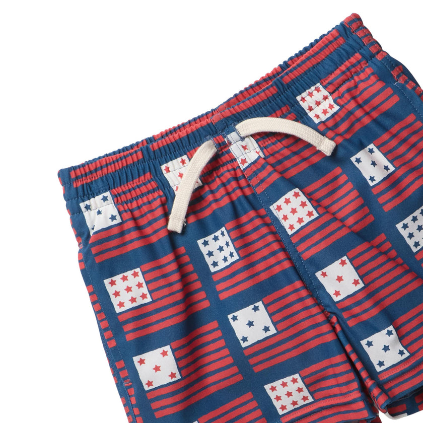 Boys Swim Trunk - Navy Flag