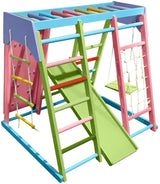 Magnolia | Indoor Wooden Jungle Gym with Monkey Bars, Rock Wall & Swing