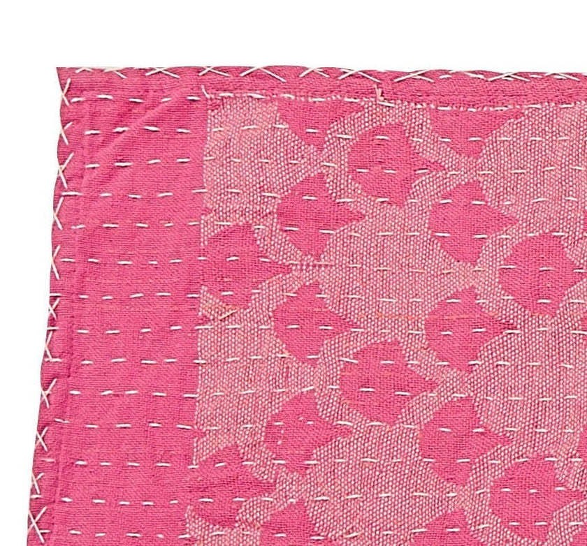 Artisan Hand Loomed Cotton Table Runner - Pink Ginkgo - 18"x96" Arcadia Home