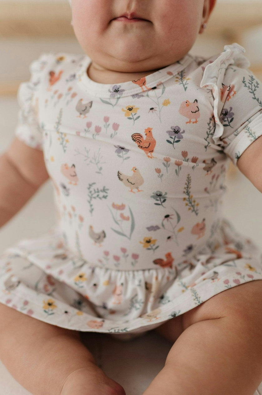 Girl's Short Sleeve Bodysuit Dress Set