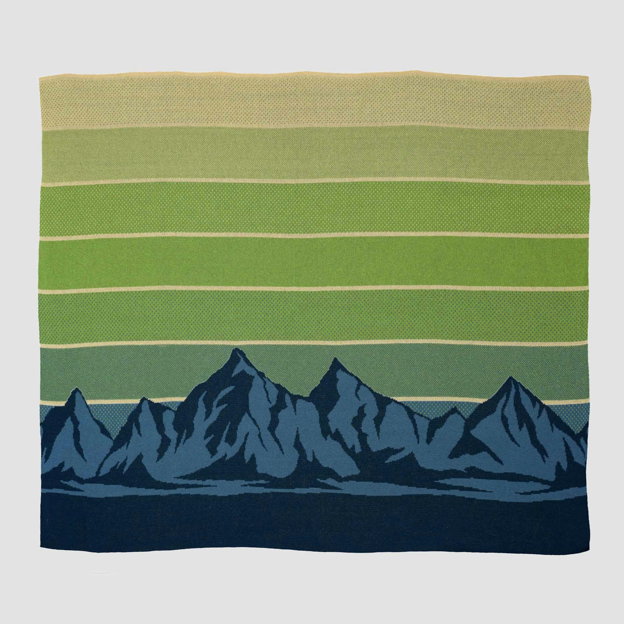 Cotton Sustainable Knit Throw Blanket | Mountain Sunscape