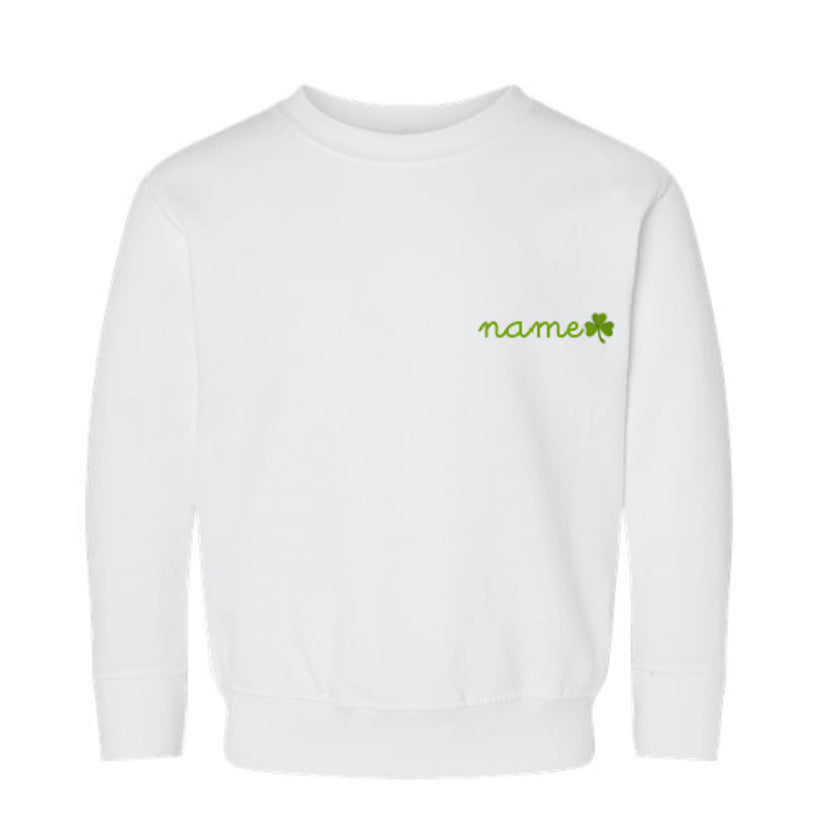 Baby + Kids Shamrock Embroidered Crewneck Fleece Personalized