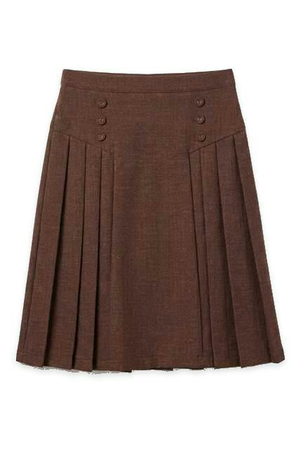 Pleated Button Skirt