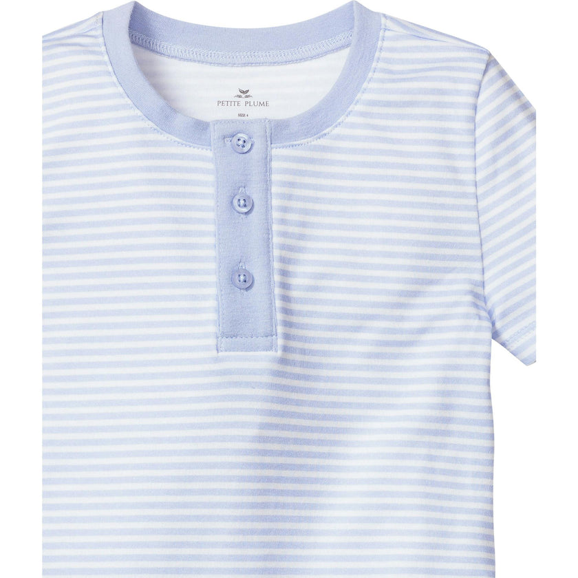 Kid's Pima Snug Fit Pajama Short Set in Pink Stripe