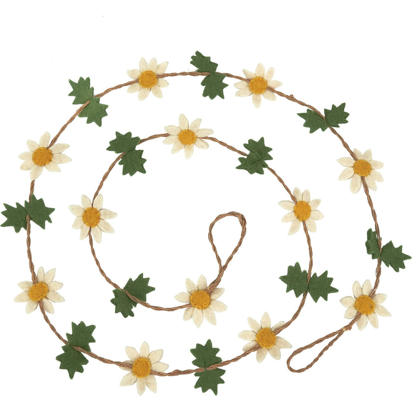 Handmade Garland and Bunting - Felt Daisies Jute - 6' Arcadia Home