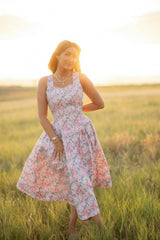 Edith Dress in Pink Sketched Flower