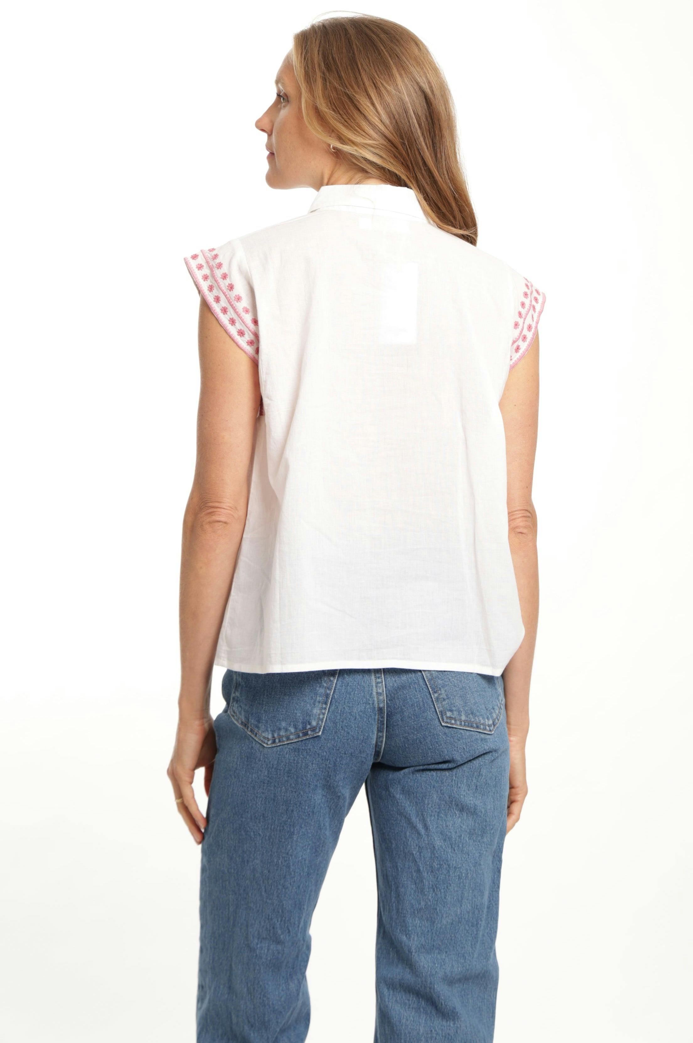 Esmeralda Blouse in White Blush