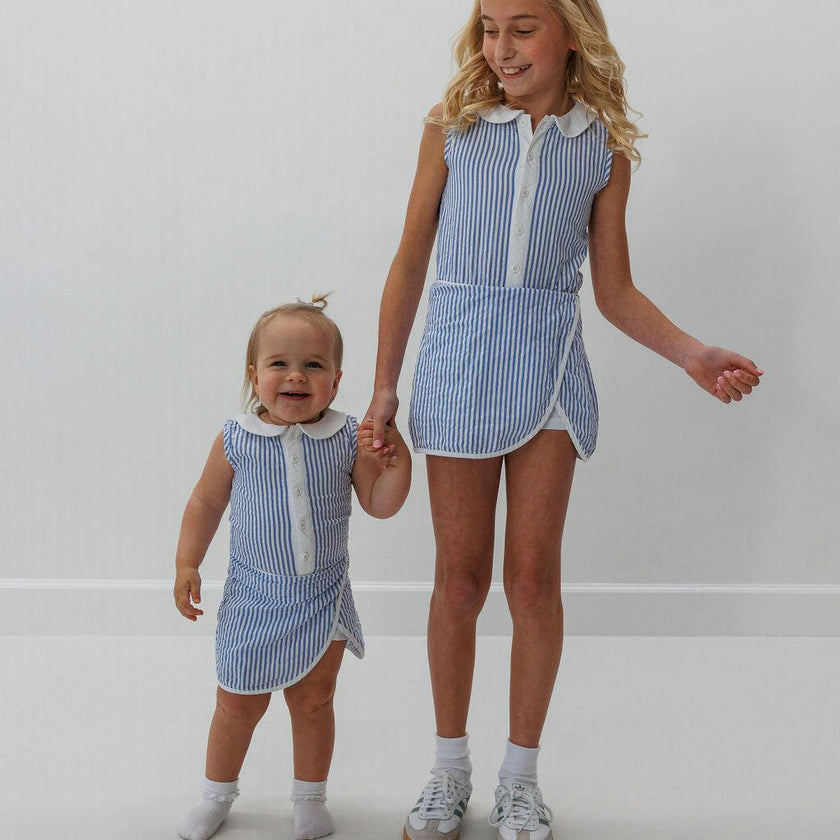 Girls Seersucker Stripe Tennis Skort Dress