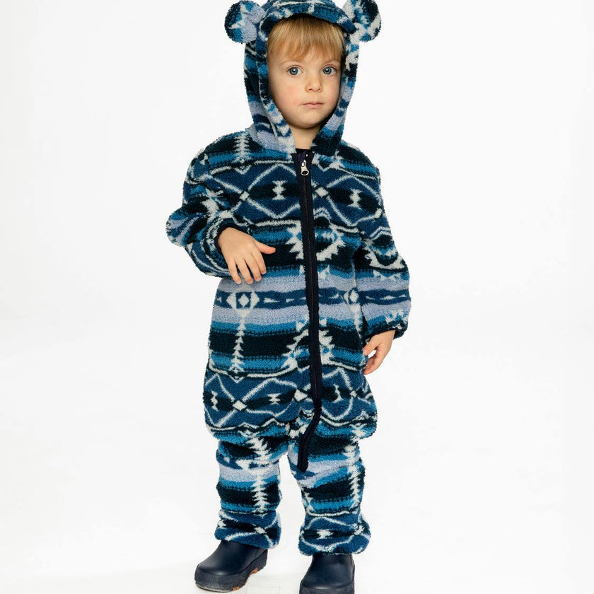 Baby Mid-Season Plush One-Piece Outerwear Aztec Blue