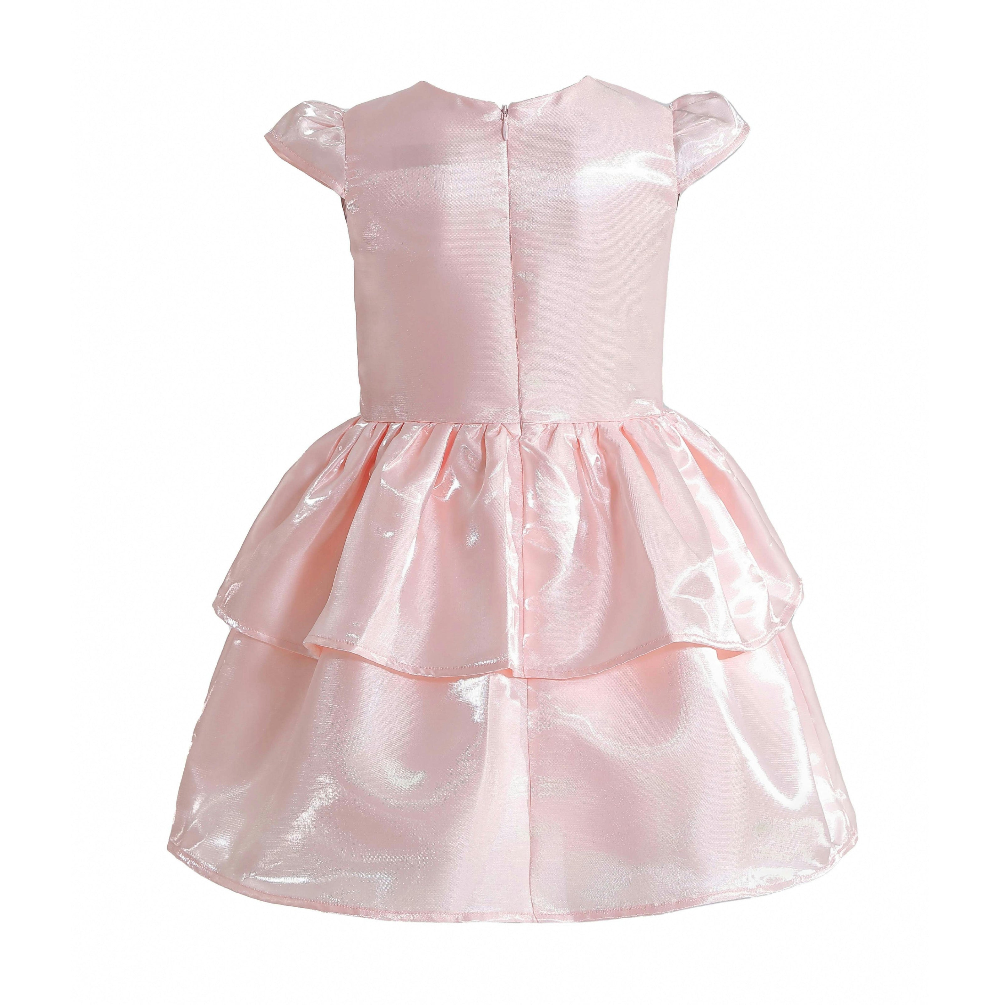Pink Juliora Puff Sleeve Satin Dress