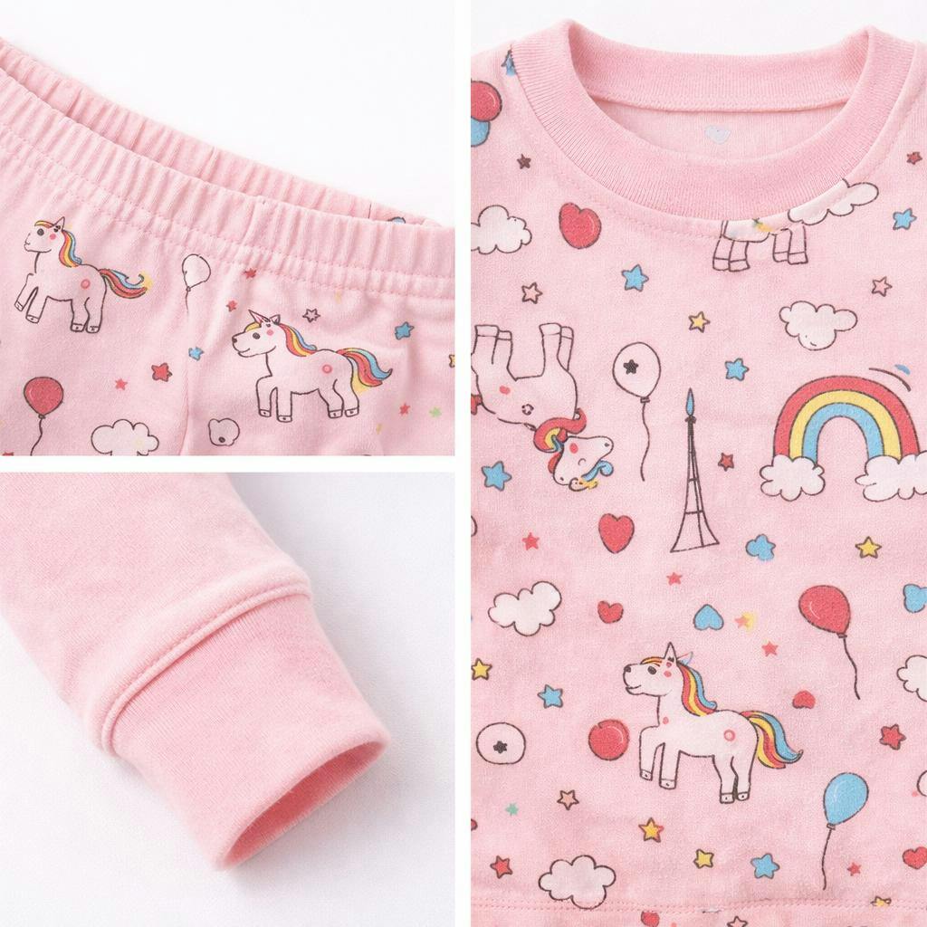Kids and Toddlers 2 Pack Girls Hearts/Rainbows Long Sleeve Snug Fitted Pajamas