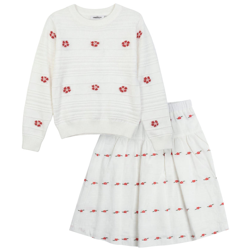 Floral Sweater Skirt Set