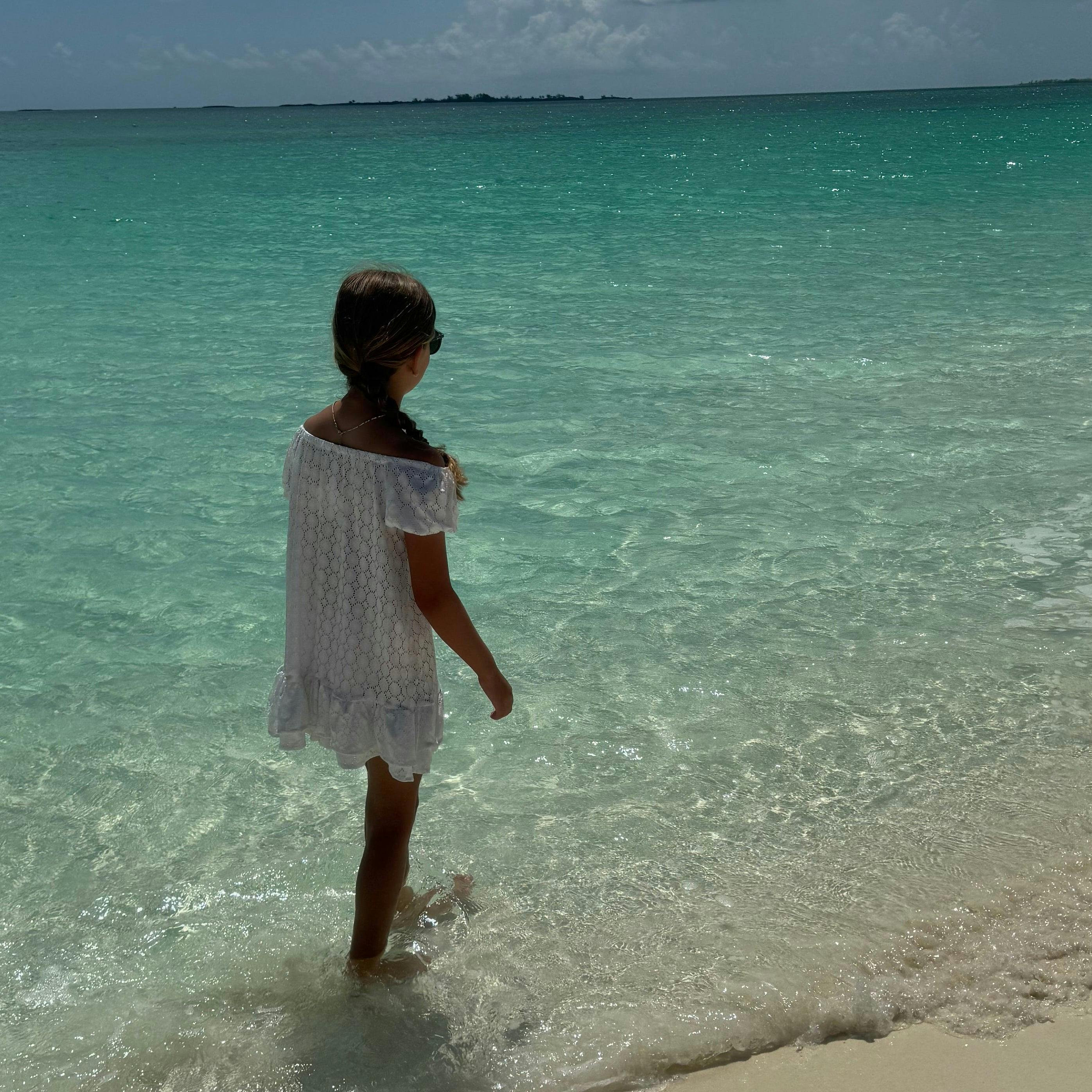 Girls' White Eyelet Swim Cover-Up Dress