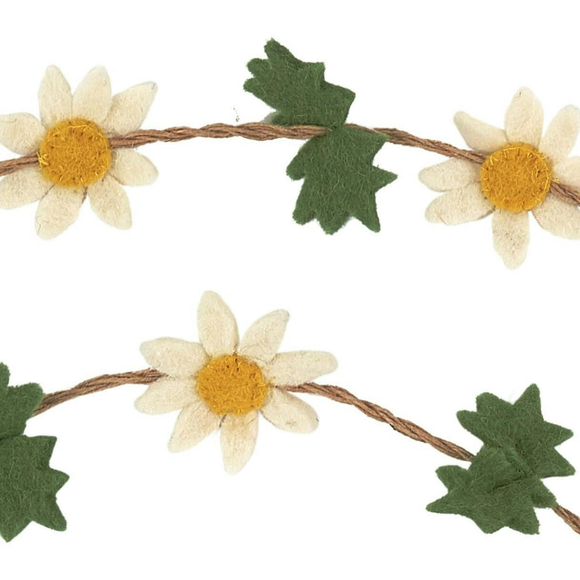 Handmade Garland and Bunting - Felt Daisies Jute - 6' Arcadia Home