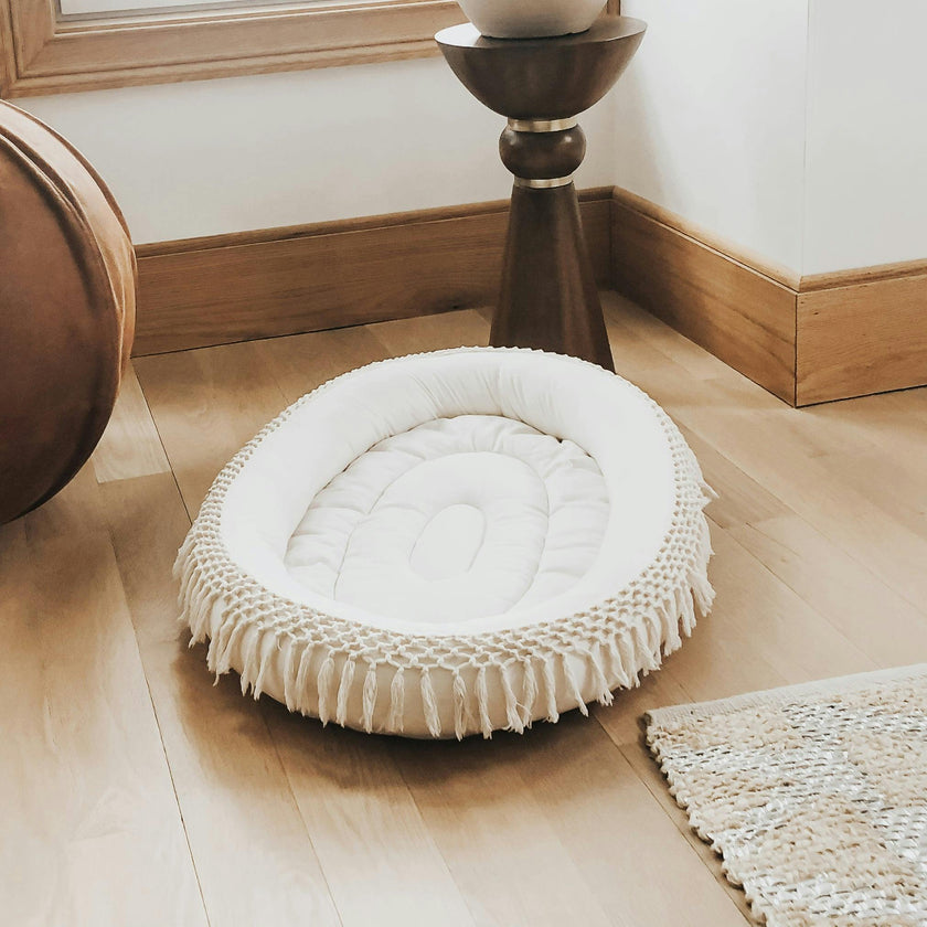 Macrame Oval Play Mat & Love Dad Bodysuit Bundle