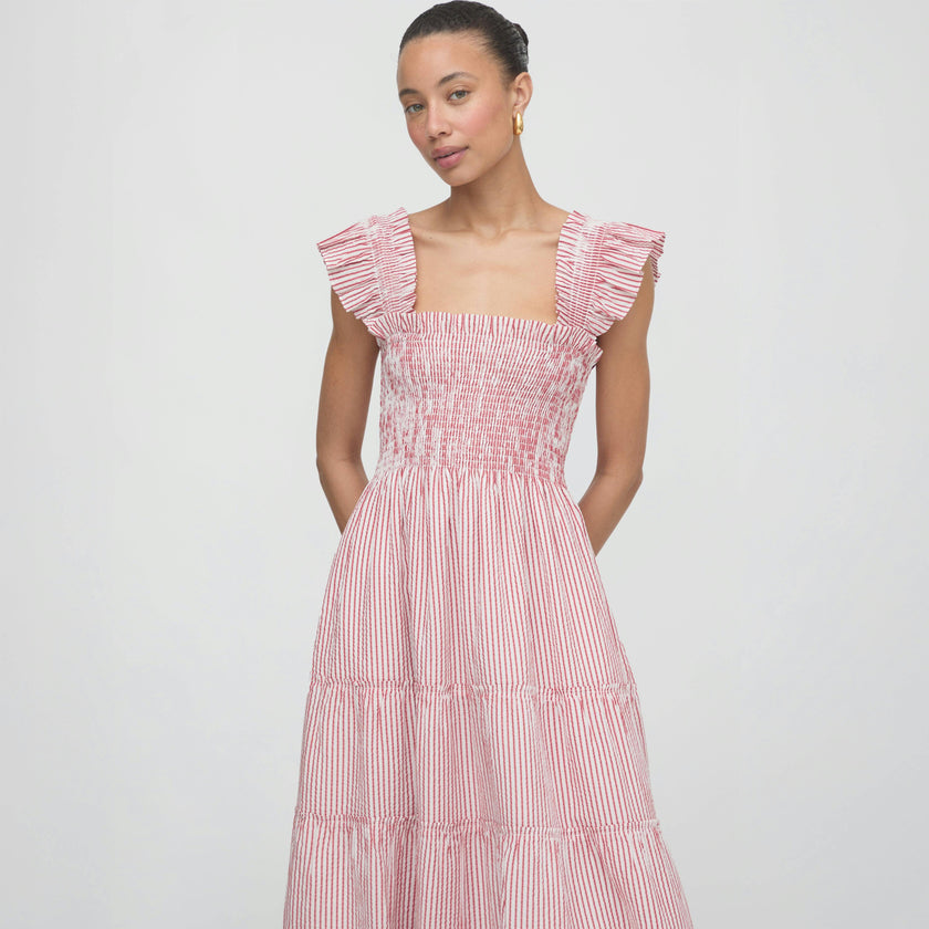 The Ellie Nap Dress - Red Ticking Stripe