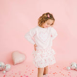 Dainty Rose Pearl Heart Patch Sweatshirt