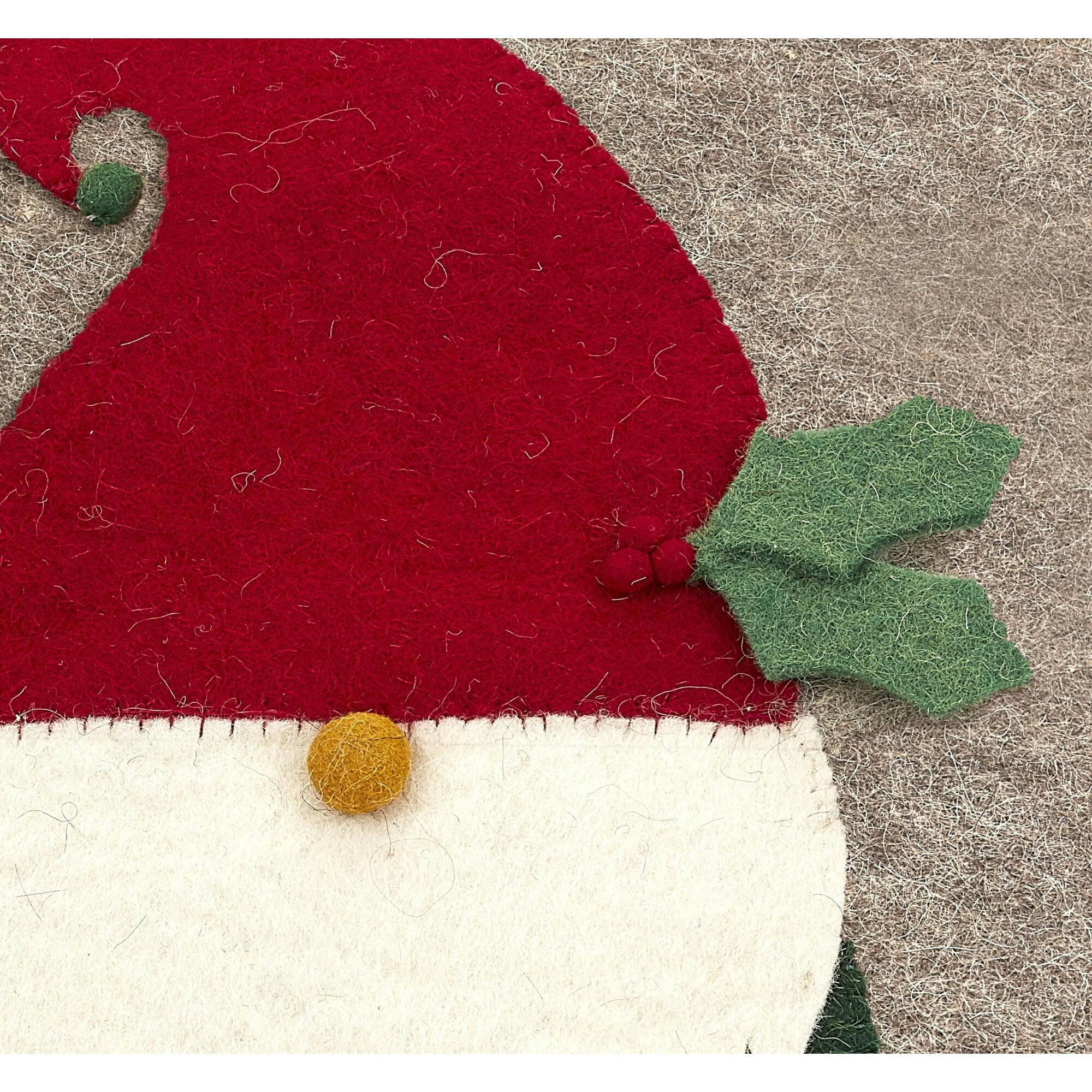 Hand Felted Wool Pillow - Gnome Red Hat Gray - 20