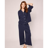 The Olivia Wide Leg Pima Pajama Set in Periwinkle Stripe