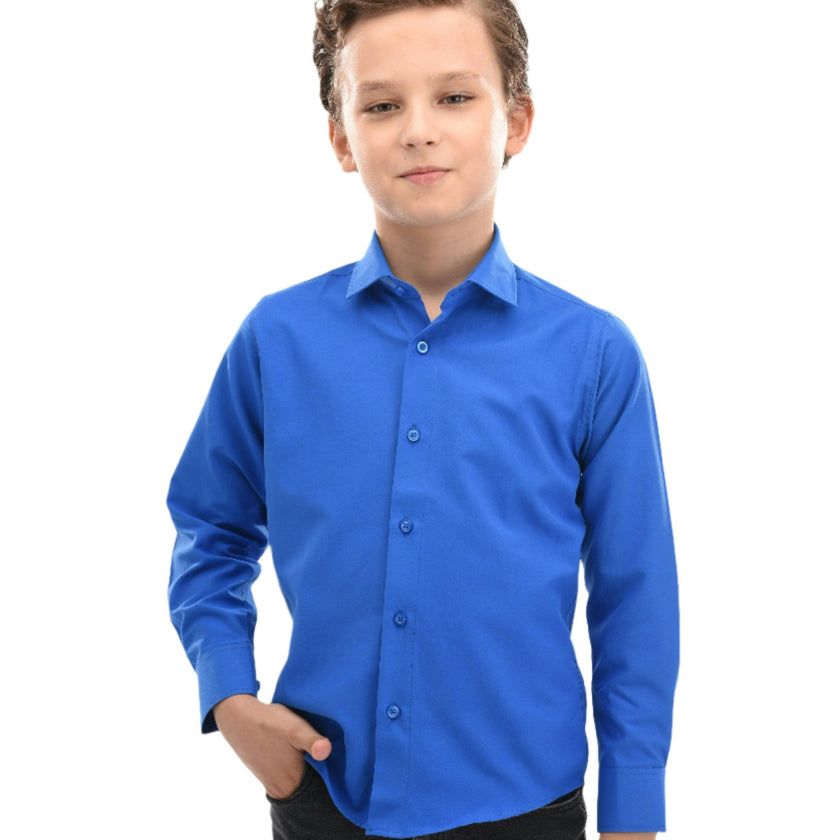 Blue Solid Dress Shirt