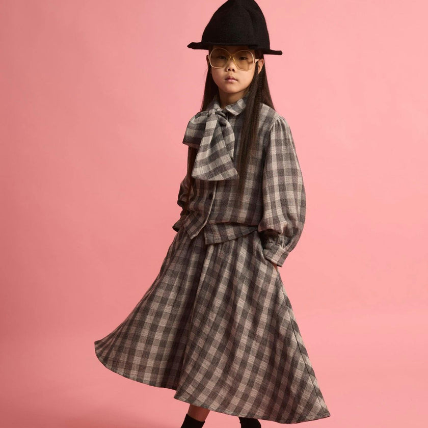 Check Bow Blouse
