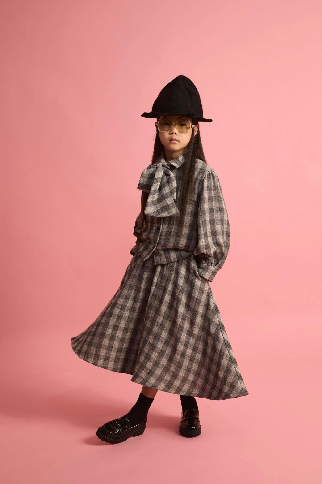 Check Bow Blouse