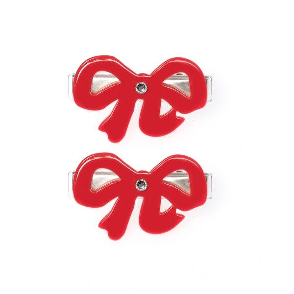 Bows Fancy Double Red Hair Clips