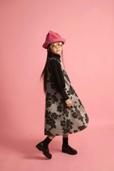 Black Flower Neoprene Apron Dress