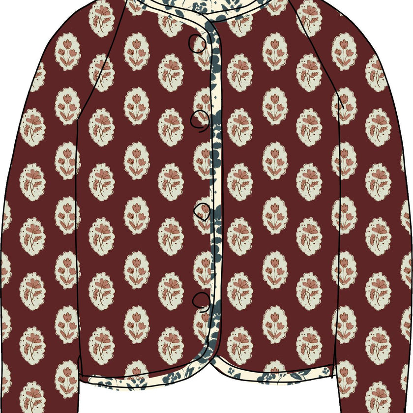 Quilted Jacket in Intaglio Maroon