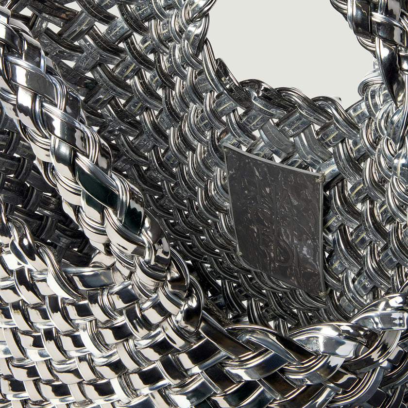 St. Barths Petit Tote Double Weave Metallic | Pewter