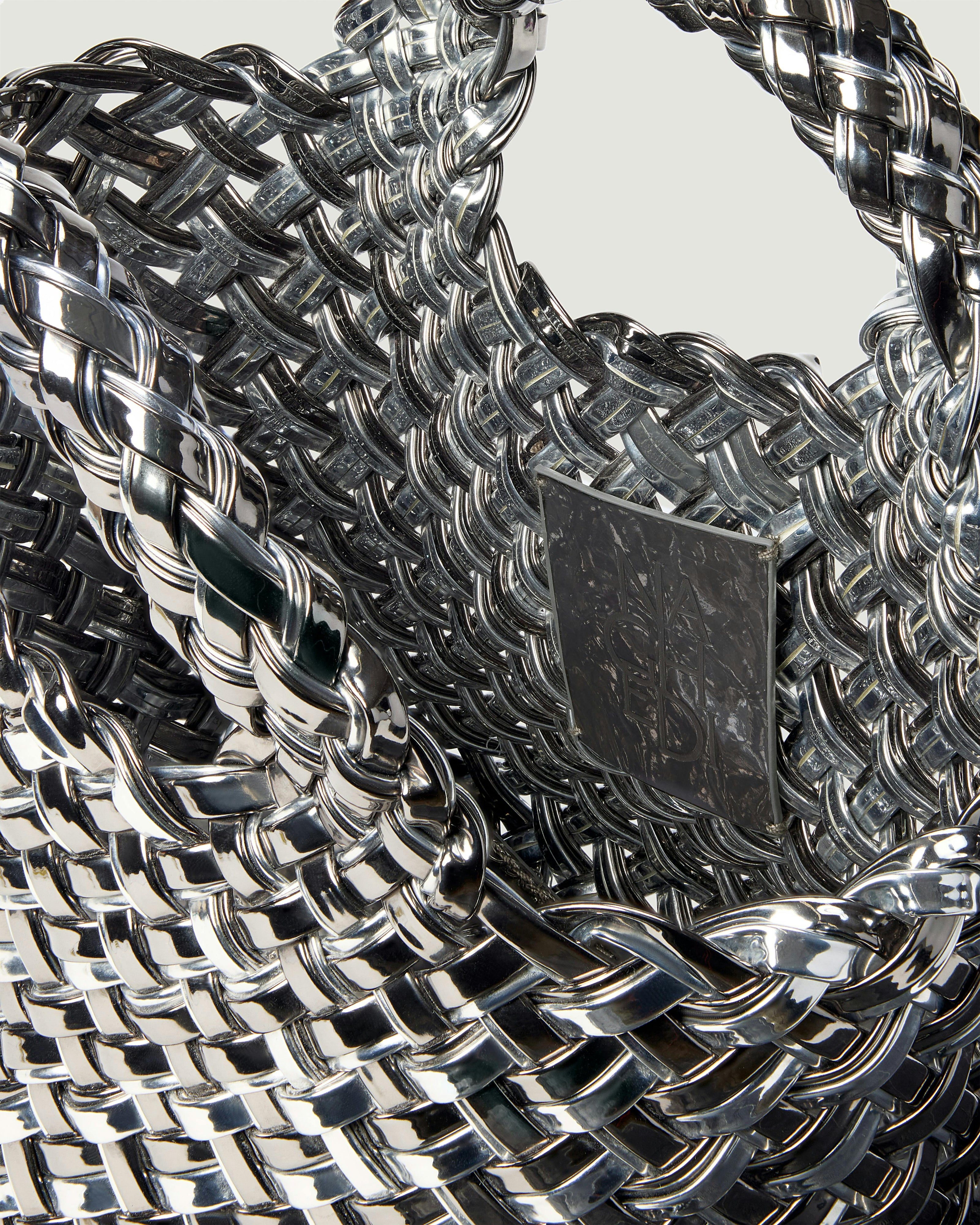 St. Barths Petit Tote Double Weave Metallic | Pewter
