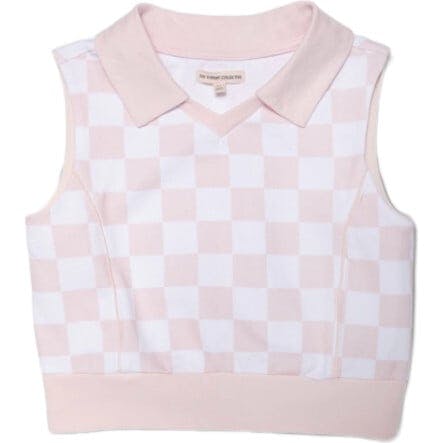 Organic Sleeveless Play Polo in Pink Check