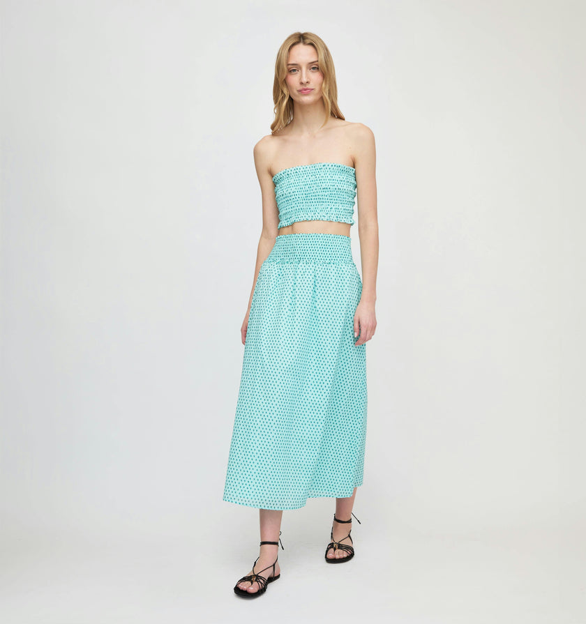 The June Nap Top - Teal Poppy Half Drop