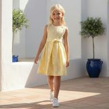 Etoile Girl Dress Sleeveless, Yellow Check