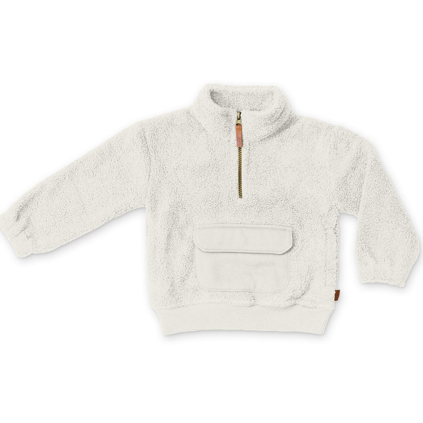 BIG KID SHERPA ZIP PULLOVER | ALABASTER