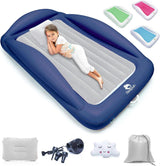 Sleepah Inflatable Toddler Travel Bed Portable Kids Air Mattress Set w Safety Bed Rail Guards for Kids & Toddlers – Set Includes Pump, Carry Case, Pillow