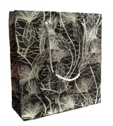 Set of Six Recycled Cotton Gift Bags Tag Black Beach Grass Design